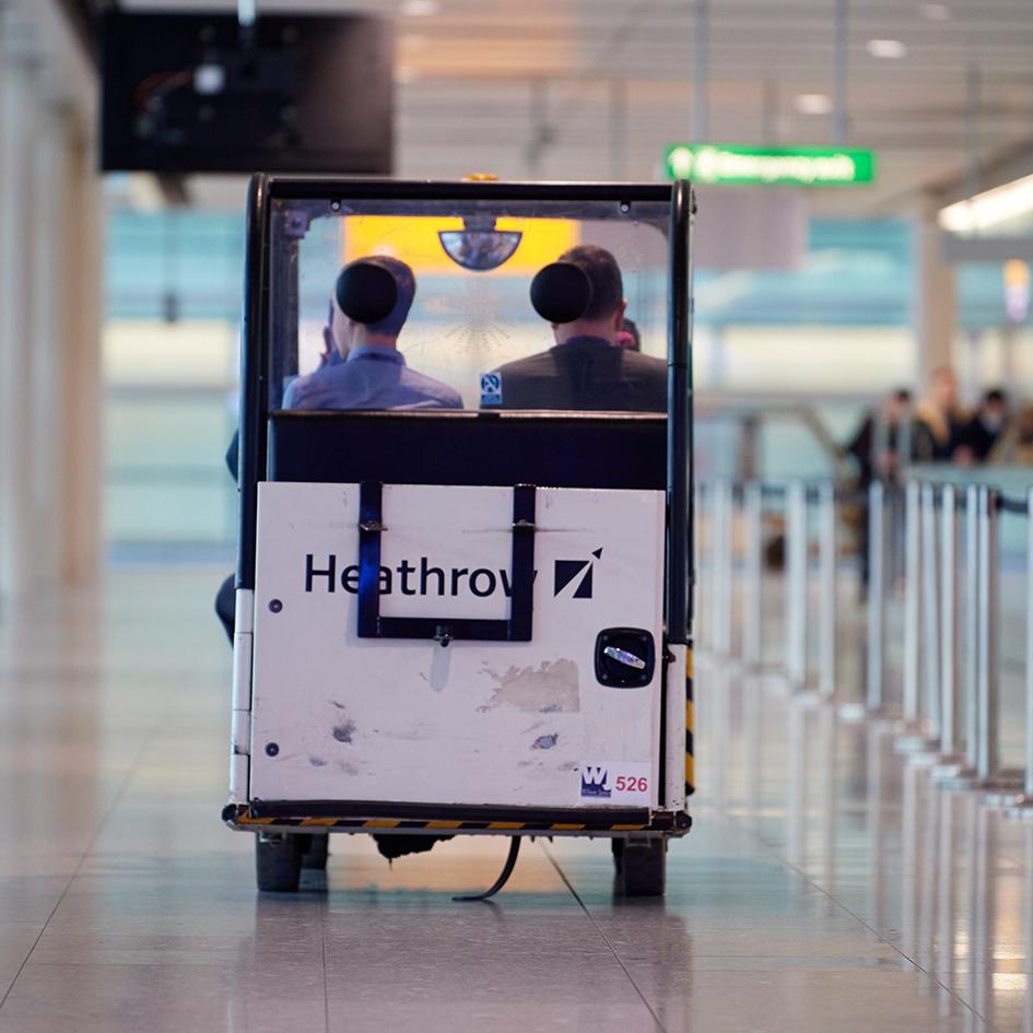 Visit a host area to arrange a buggy transfer to the gate