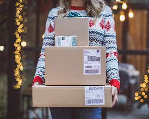 A woman holding parcels