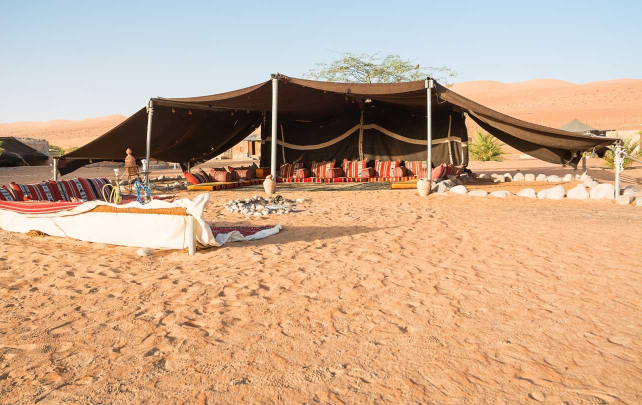 Bedouin tent in the Wahiba Sand Desert in the morning (Oman)
