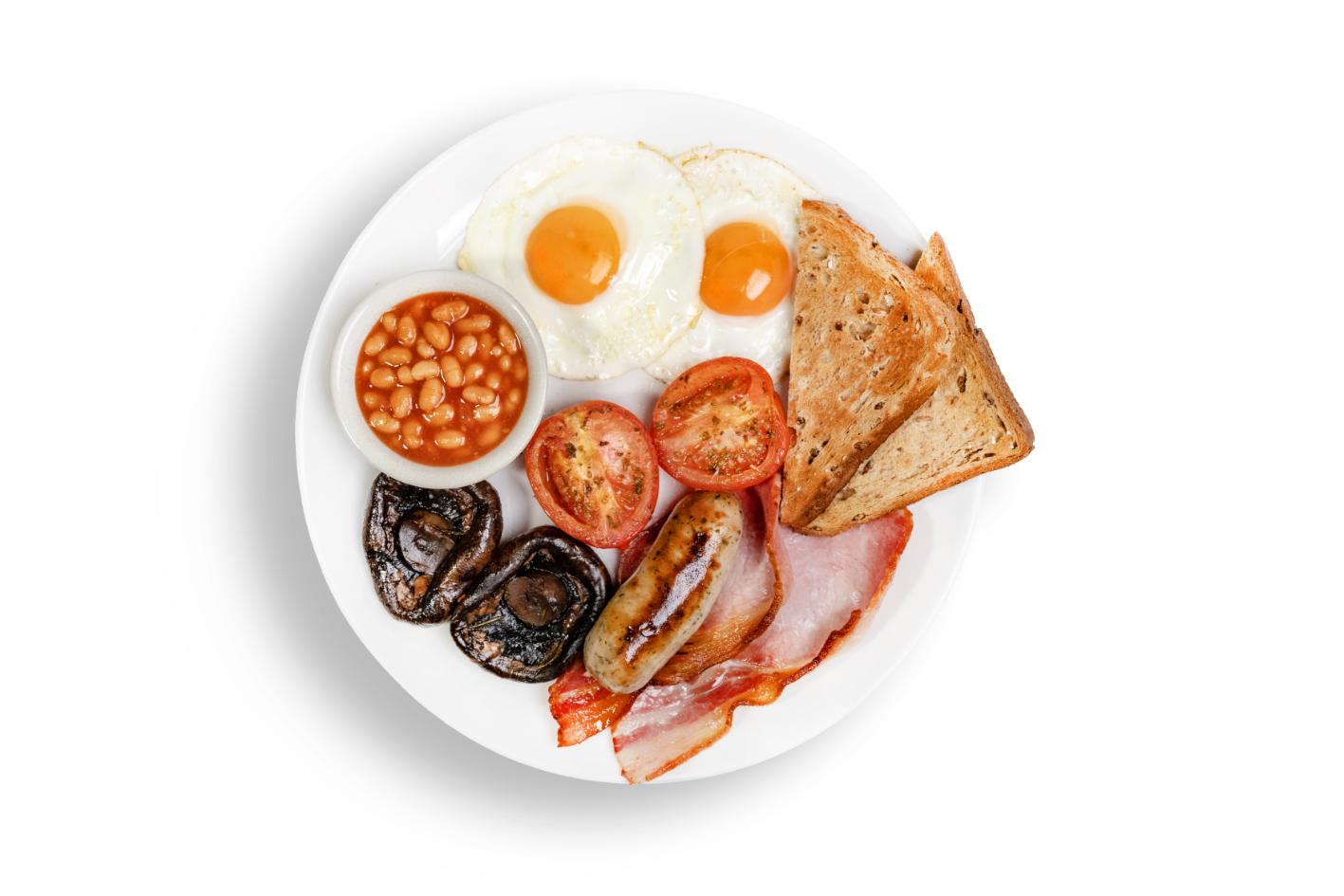 The English Breakfast with Toast is a signature dish and fuels you up for your day of travel.