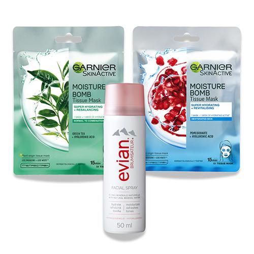 Selection of hydration skincare products