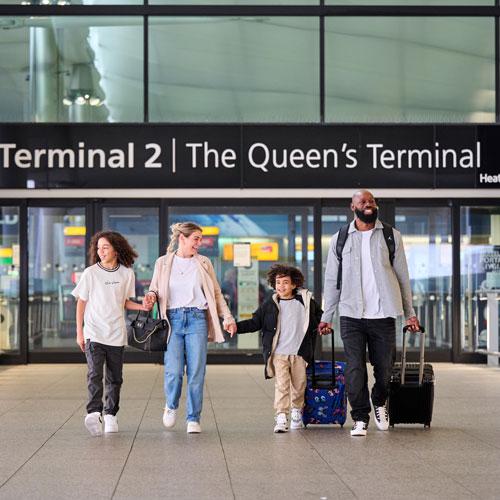 Family arriving at Terminal 2