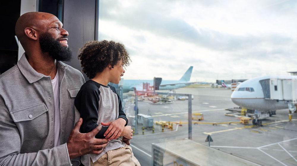 Cild playing in soft play area ay Heathrow
