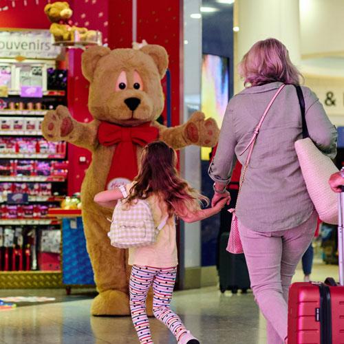 Cild playing in soft play area ay Heathrow