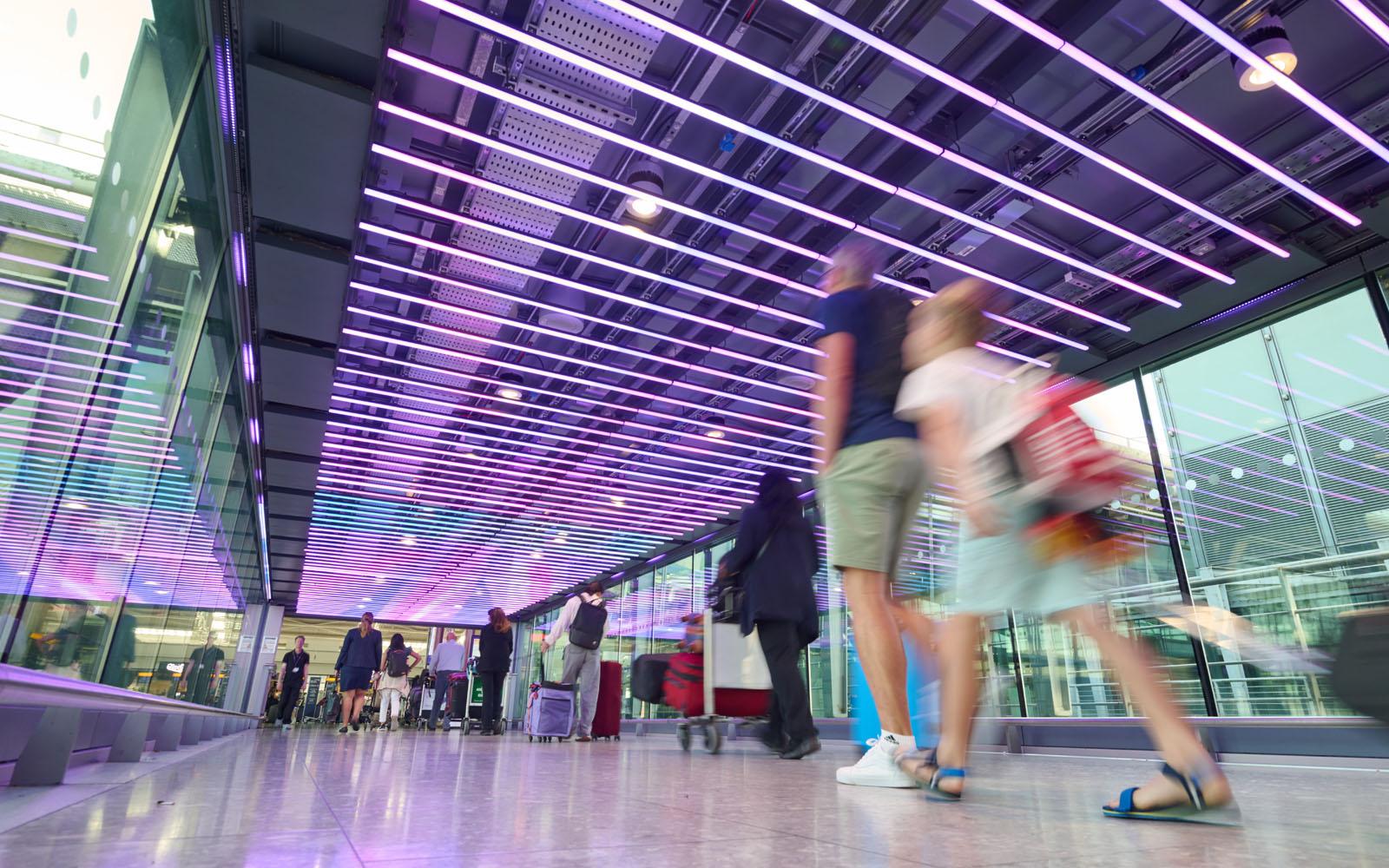 Passenegers walking through the terminal