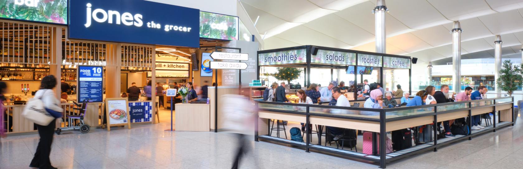 Jones the Grocer restaurant with diners sitting at a table