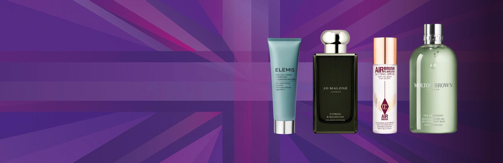 beauty products including elemis, estee lauder and charlotte tilbury.